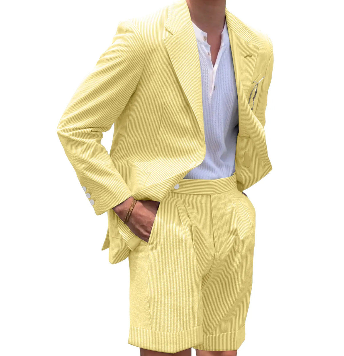 BRIAN™ | Men's Striped Seersucker Blazer and Shorts Two-Piece Suit